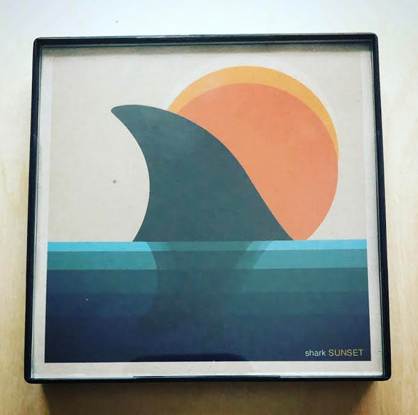 "Shark Sunset" 4x4 Print Framed