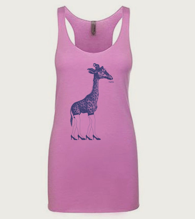 "Hello Giraffe" Ladies Tri-Blend Racerback Tank