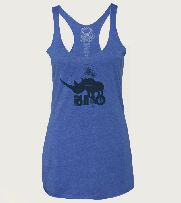 "Rhino Peace" New Design PRE ORDER Ladies Tri-Blend Racerback Tank