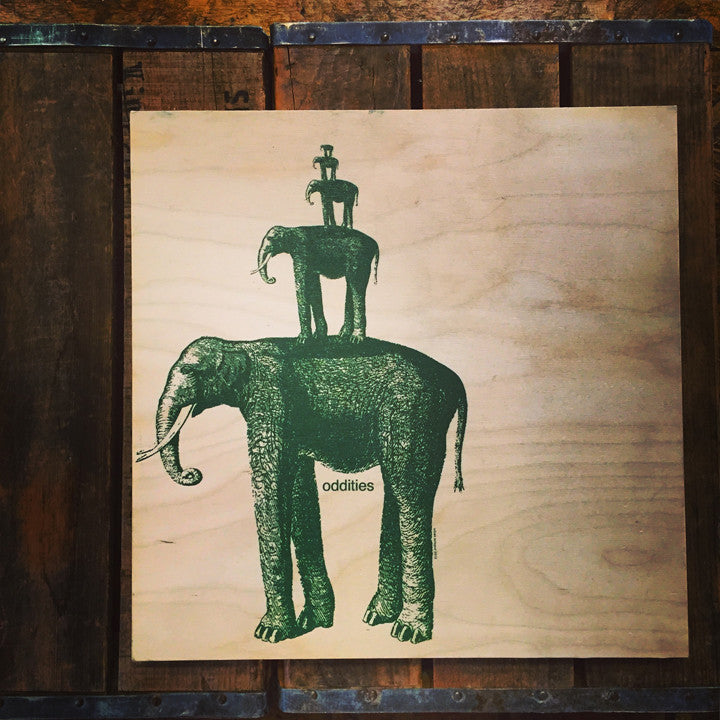 "Odditites" 12" x 12" screen print on wood