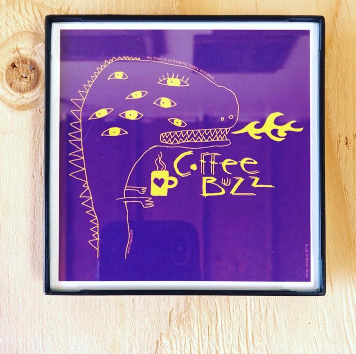 "Coffee Buzz" 4x4 Print Framed