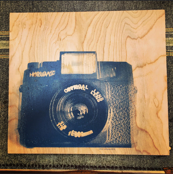 "120 Camera"  12" x 12" screen print on wood