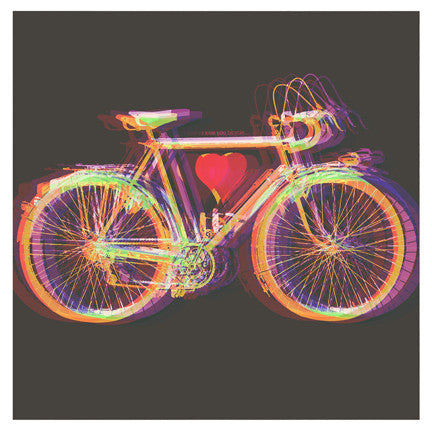 "I Love You Bicycle V1" 4x4 Print