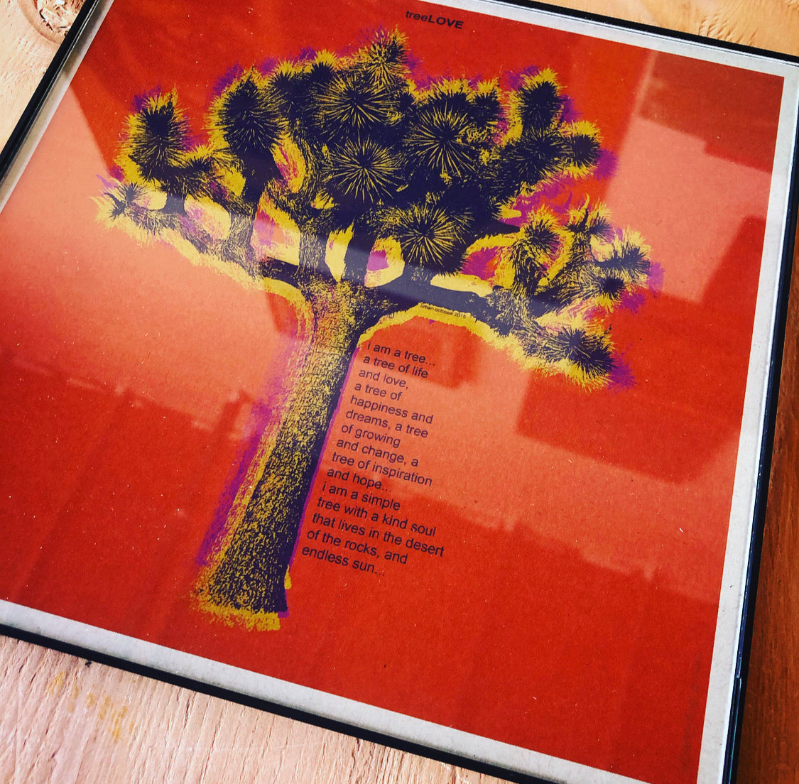 "Tree Love Orange" 8x8 Print Framed