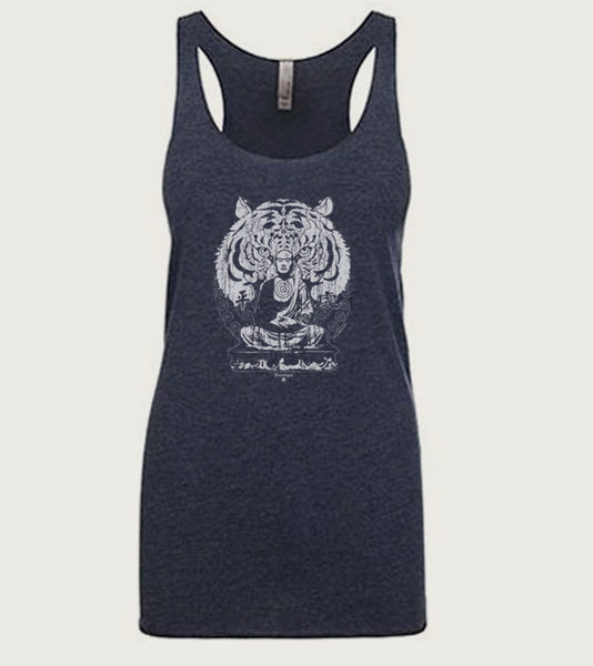 "Buddha Tiger" Ladies Tri-Blend Racerback Tank