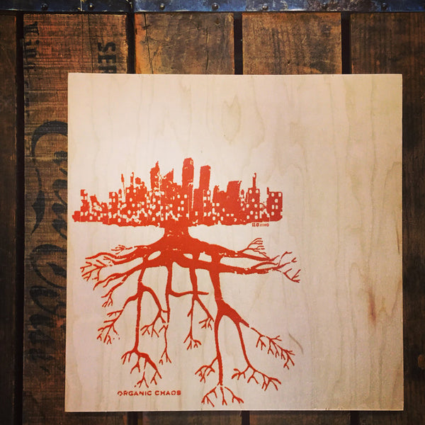 "Organic Chaos"  12" x 12" screen print on wood