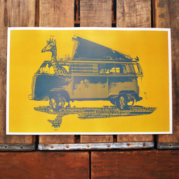"Live" camper giraffe 11x17 Poster