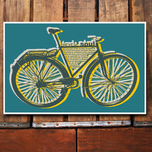 "Bicycle Soul" teal 11x17 Poster
