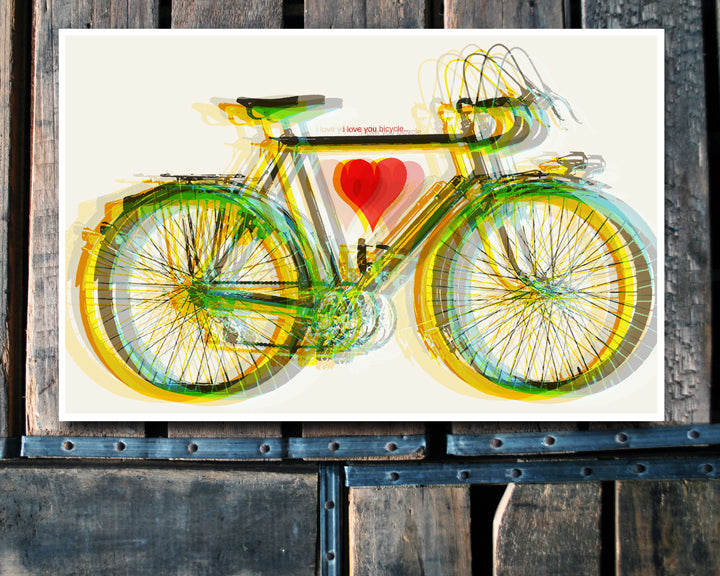 "I Love You Bicycle" white 11x17 Poster